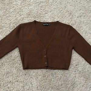 PrettyLittleThing Crop Brown Sweater